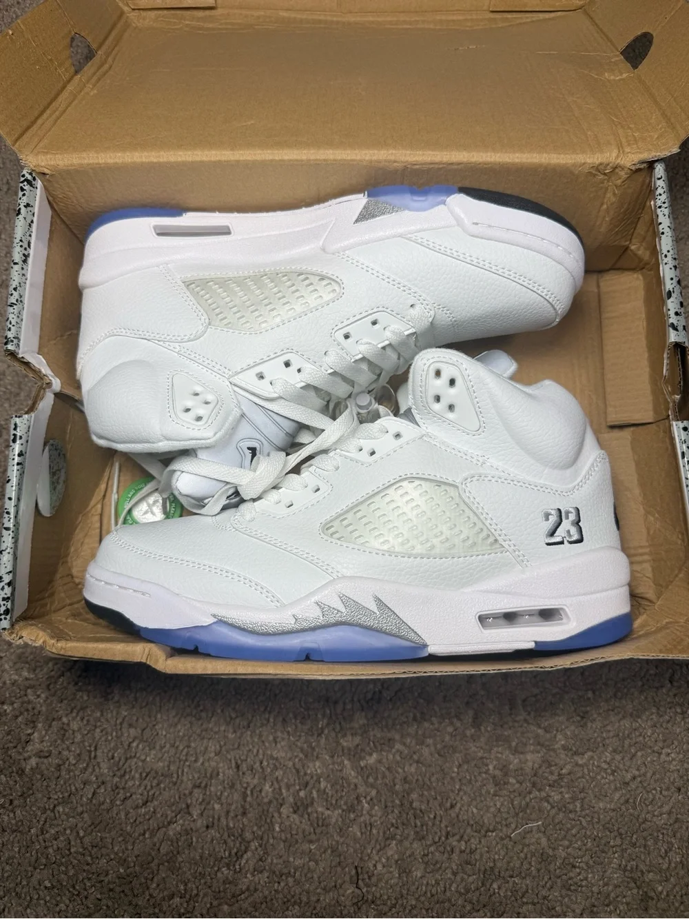Nike Air Jordan 5 Retro White Silver Ice Blue - Men